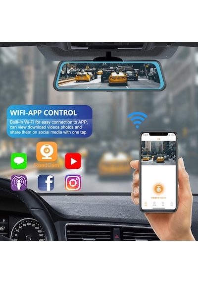 Premium Mb-5200 Wifi Ultra Hd 4k 10 İnç Ayna Kamera Wifi+gps