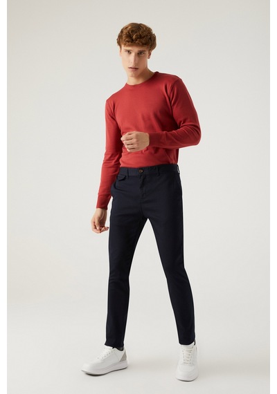 Twn Slim Fit Lacivert Armürlü Chino Pantolon 5ecc3s208232m 101