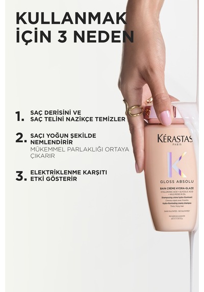 Gloss Absolu Elektriklenmeye Eğilimli Saçlar Için Parlaklık Veren Şampuan 250ml
