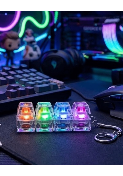 Mekanik Klavye Anahtarlık Işıklı Gerginlik Giderici Klik Tuş Oyuncağı Renkli Fidget Aklby-bsva58 Standart