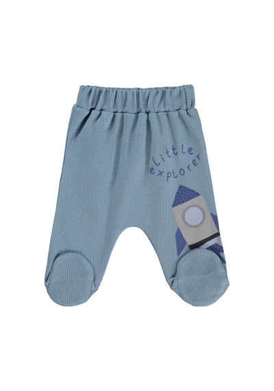 Civil Baby Roket Baskılı 1-9 Ay Tek Alt Bebe - Mavi Buz Mavi