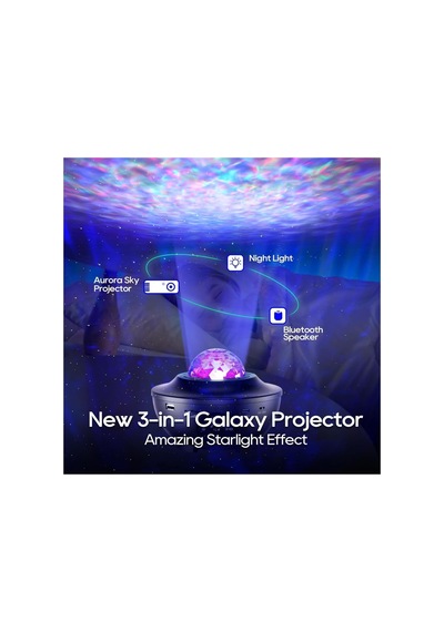 Galaksi Projeksiyonu, 14 Farklı Işık Yansıtma Modu, Bluetooth Hoparlörlü, Zamanlayıcılı Kapanma, Uzaktan Kumandalı, Ayarlanabilir Parlaklık, Çocuklar İçin Yıldızlı Gökyüzü Projektör Gece Lambası