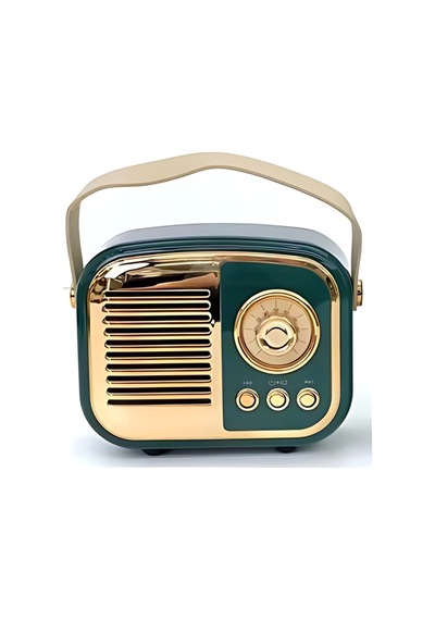 Nostaljik Retro Radio Parlak Kaplama Bluetooth Bağlantılı Hoparlör - Yeşil- Tek Ebat
