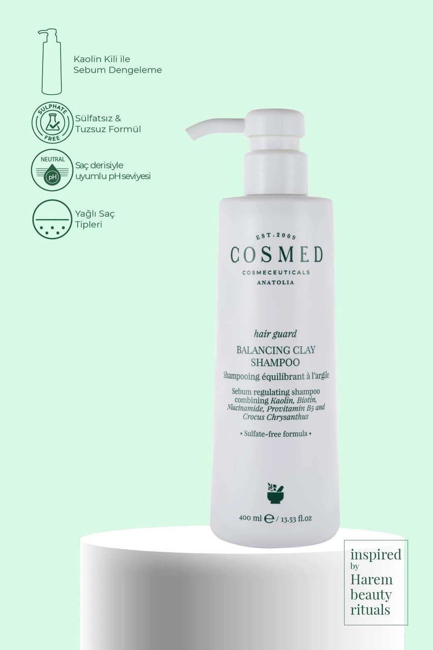 Cosmed İnce Telli ve Yağlı Saçlar için Sülfatsız Kil İçeren Şampuan - Balancing Clay Shampoo - 400 ml