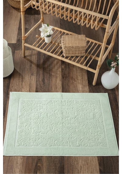 Damask Desenli Ayak Havlusu 1 Adet - 60x100 Cm Banyo Paspası - %100 Pamuk Mınt Mint