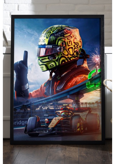 Formula 1 Ferrari Siyah Ahşap Çerçeveli Poster, Dekoratif Araba Duvar Tablosu
