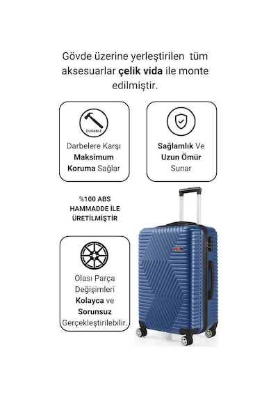 G&d Polo Suitcase Abs Kabin Ve Orta Boy Çivit Mavi 2'li Valiz Seti 600.05-set-ok Mavi
