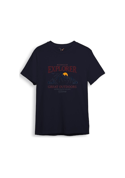 Mountain Explorer Dağcı Gezgin-araştırmacı Regular Fit %100 Pamuk Bisiklet Yaka Lacivert T-shirt Lacivert