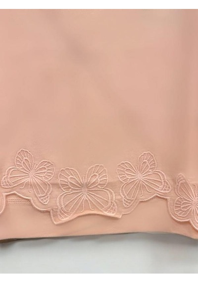 Kız Çocuk Kelebek İşlemeli Sweatshirt-14229 Pudra