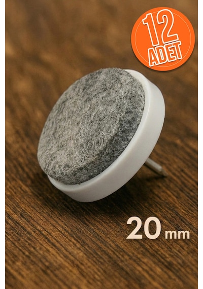 20 Mm Keçeli Poligrit Zemin Koruyucu Sandalye Ve Masa Ayağı Sessiz Mobilya Pabucu Beyaz 12 Adet Diğer