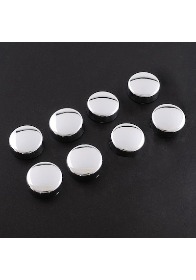 Badem10 Dekoratif Vida Kapağı Kapatıcı 15 Mm Parlak Krom Vida Tapası Tıpası 50 Adet