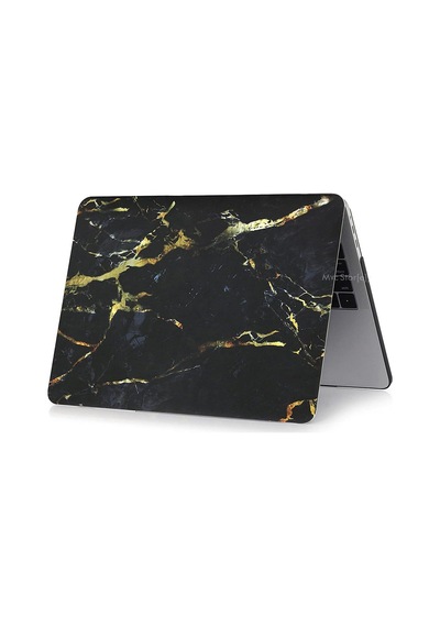 Macbook Pro 13 İnç Kılıf A1425 A1502 Uyumlu Sert Kapak Hard Case Koruyucu Retina 13 Laptop Kılıfı Siyah Mermer Desenli İnce Hafif Tam Koruma Siyah Belirtilmemiş