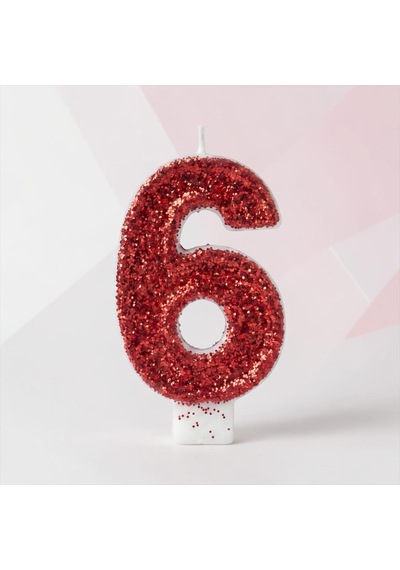 Kırmızı Sim Pasta Mumu Doğum Günü Mum 6 Yaş