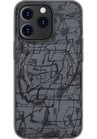 Rock Space Apple Uyumlu iPhone 13 Pro Kılıf Moca Serisi Mag Safe Standlı - Gri Gri