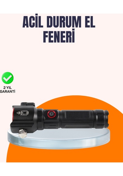 Çok Fonksiyonlu Acil Durum Feneri Yan Işıklı Çekiçli