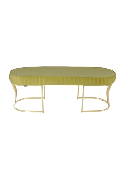 Viego Gold Striped- Hardal Kapitoneli Chester Model Puf & Bench & Koltuk & Uzun Makyaj Puff & Yatak Ucu &önü