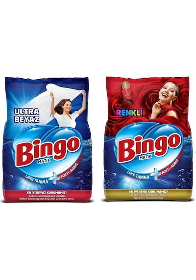 Bingo Matik Ultra Beyaz Toz Çamaşır Deterjanı 4 KG + Renkli Toz Çamaşır Deterjanı 4 KG