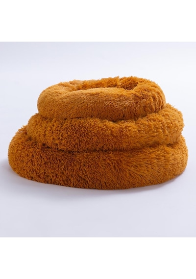 Hardal Donut Köpek Yatağı Kedi Yatağı Simit Yatak Anti-stress Pet Yatağı Peluş Yatak S