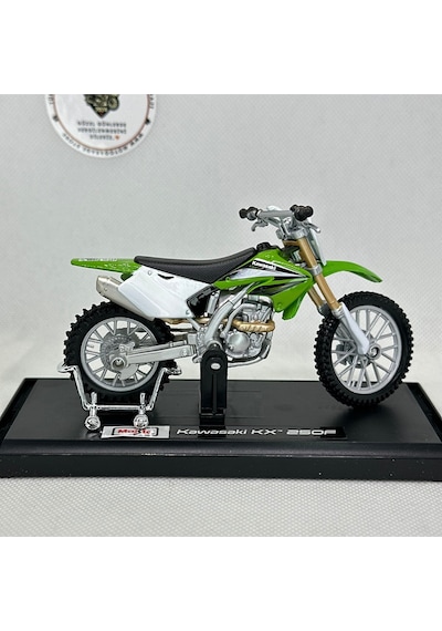 Kawasaki Kx 250f 1:18 Diecast Model Motosiklet Maisto Lisanslı, Metal Gövde, Standlı