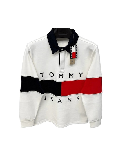 Tommy Jeans Yarım Fermuarlı Dik Yaka Sweatshirt Ekru - Krem