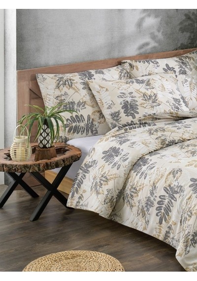 Pamuklu Çift Kişilik Nevresim Takımı - Yumuşak Dokulu 200x220 Cm Çarşafı King Size Bej