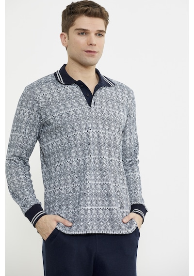 Sementa Yumuşak Dokulu Polo Yaka Pijama Takım - Lacivert Lacivert