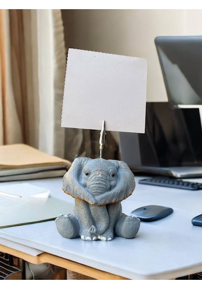 Gri Altın Bereket Temsili Fil Fotoğraf Not Tutacak Ofis Masası Hediyelik Gri Altın