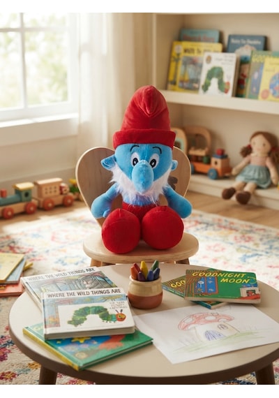 Peluş Şirin- Şirin Baba-45 Cm Mavi