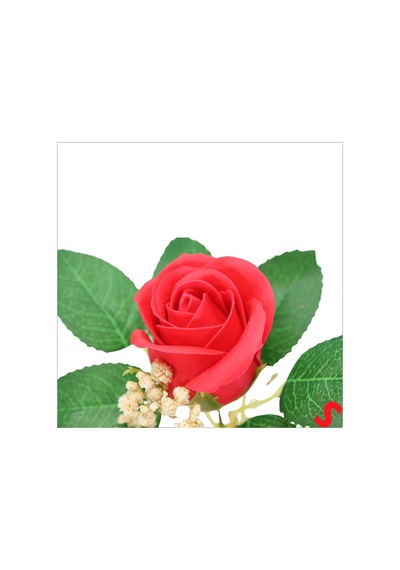 Pvc Kutulu Cipsolu Yapay Kırmızı Gül - 25cm X 7cm