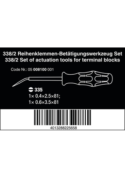 Wera 338/2 Klemensler İçin Alet Seti, 2 Parça - 05008100001