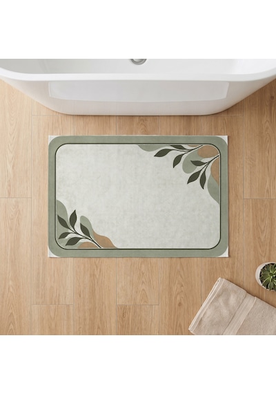 Kartela Halı Diyatomit Görünümlü Banyo Paspası Adaçayı Yeşili Kaymaz Taban 40x60 Cm