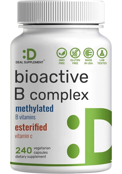 Deal Supplement Bioactive Vitamin B Complex Immune Choline İnositol Folate Energy 240 Veggie Caps