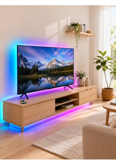 5m Rgb Şerit Led Seti 12v 2835 Smd Kumandalı Ev Oda Ve Dekoratif Ambiyans Aydınlatma