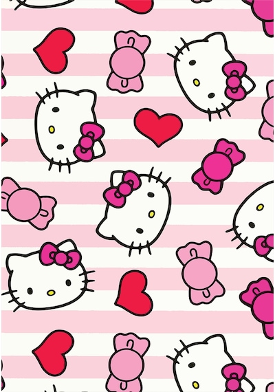 Dijital Baskılı Pembe Hello Kitty Desen Dekoratif Yıkanabilir Kaymaz Taban Çocuk Halısı Çok Renkli