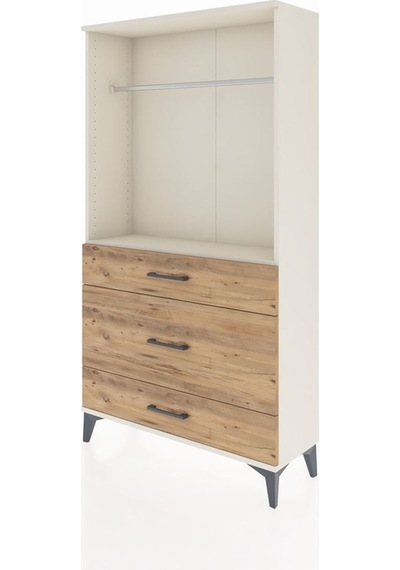 Arges Dolap Tek Raflı 3 Çekmeceli Tek Askılı 88x30x163 Aytaşı-çam Aytası