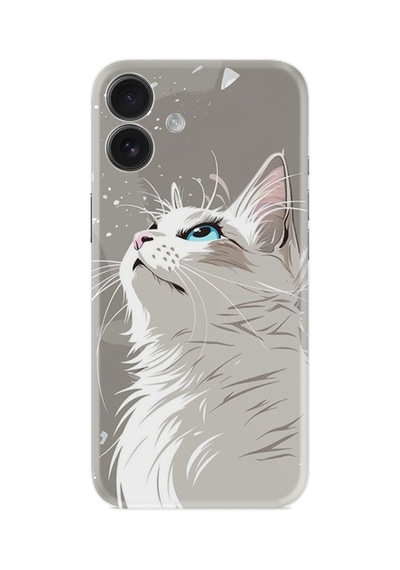 Apple İphone Uyumlu 16 Kılıf Boutique Baskılı Resimli Beyaz Kedi Pcode -061