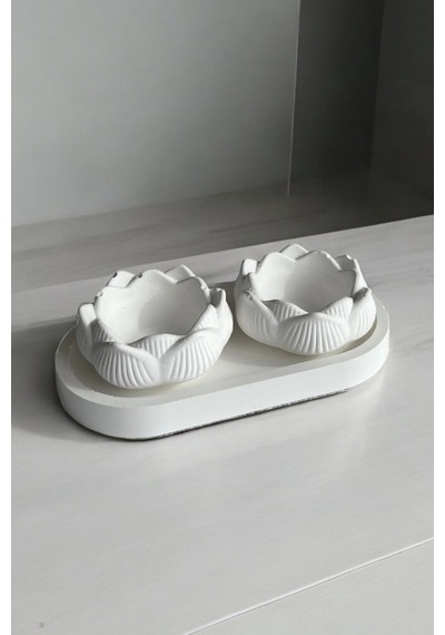 2'li Lotus Çiçeği Dekoratif Tabak & Kase + Oval Tabak