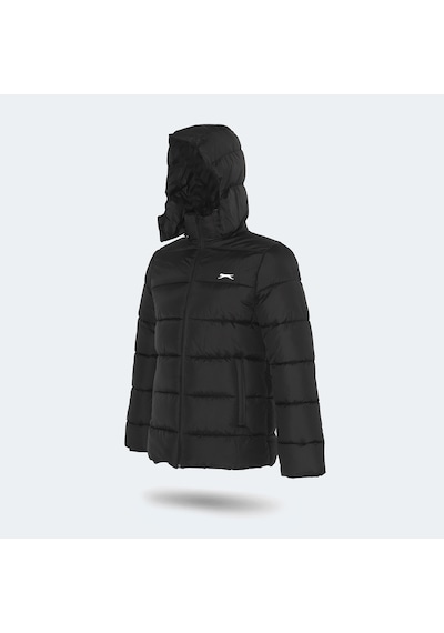Slazenger GANEA IN Büyük Beden Erkek Kapüşonlu Şişme Siyah Mont & Kaban