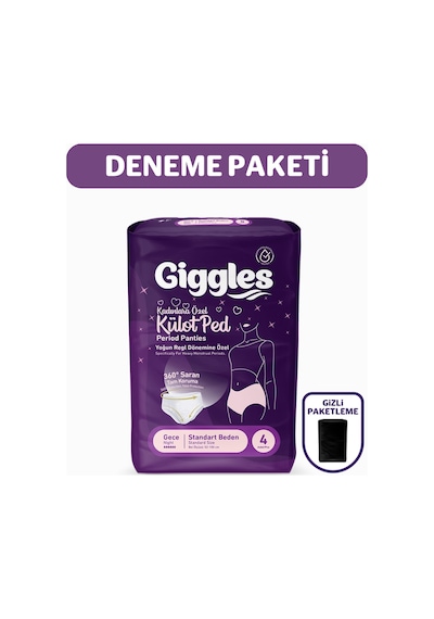 Giggles Külot Ped 52-100 Bel Ölçüsü 360 Esnek Beden Sızdırmaz Regl Gece Külodu 1 Paket 4 Adet