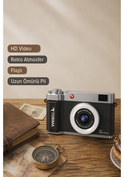 Torima CMR50 Mini Dijital Retro Kamera 48 MP Selfie Video Vlog Kamerası