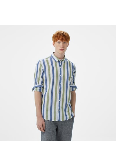 Nautica Erkek Yeşil Classic Fit Çizgili Gömlek Çizgili W55517t Yeşil