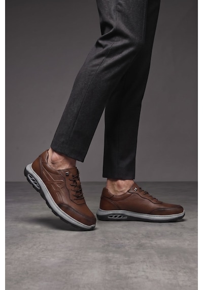 Letao Erkek Taba Yüksek Kalite Hakiki Deri Günlük Konfor Ayakkabı - Casual Sneaker