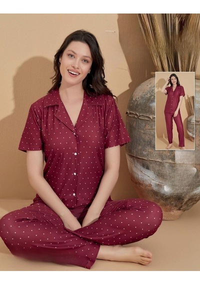 Boyraz Kadın Milan Boydan Düğmeli Kısa Kol İnce Pijama Takımı 11037 - 1 Adet 001