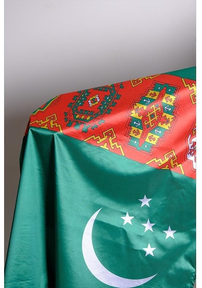Türkmenistan Milli Gönder Bayrağı Raşel Kumaş Dijital Baskı 300x450 cm