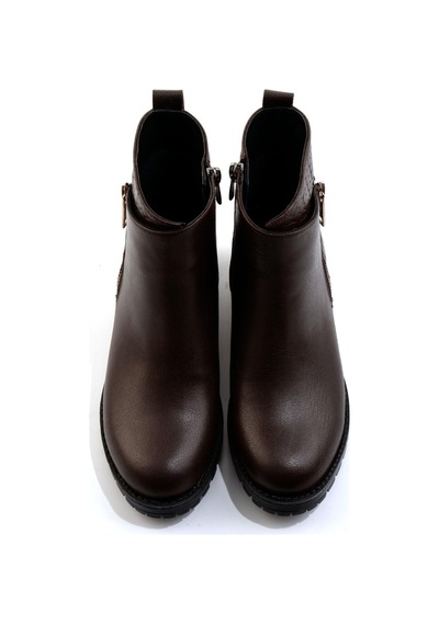Bambi Kahve Kahve Hakiki Deri Kadın Bot & Bootie K02531230203 Kahve
