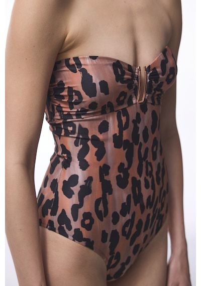 Penti Clove Leopar Desenli Tokalı Straplez Mayo