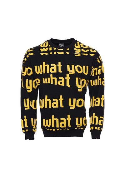Siyah Baskılı Bisiklet Yaka Sweatshirt - Wessi Siyah
