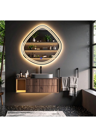 Nomari Günışığı Lazer Kumlamalı Lavabo & Banyo Aynası Dokunmatik Sensörlü 100 X 100 Cm