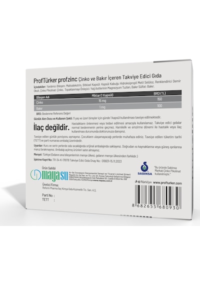 Proftürker Profzinc 30 Kapsül