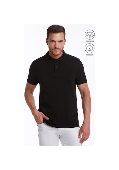 Hatemoğlu 530814660 Regular Fit Pamuk Polo Yaka Erkek Tişört Siyah
